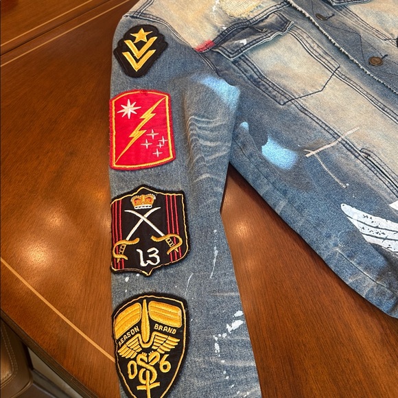 REASON Denim Jacket – Rocker / Moto Patchwork Style - Picture 12 of 15